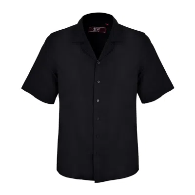 David Wej Men's Hugo Linen Cuban Collar Shirt - Black