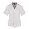 David Wej Men's Hugo Linen Cuban Collar Shirt - White In White