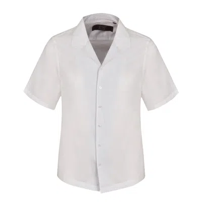 David Wej Men's Hugo Linen Cuban Collar Shirt - White