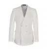 David Wej Men's Hugo Linen Double Breasted Blazer - White