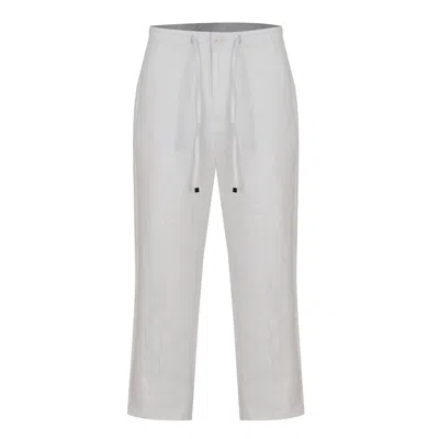 David Wej Men's Hugo Linen Drawstring Trouser - White