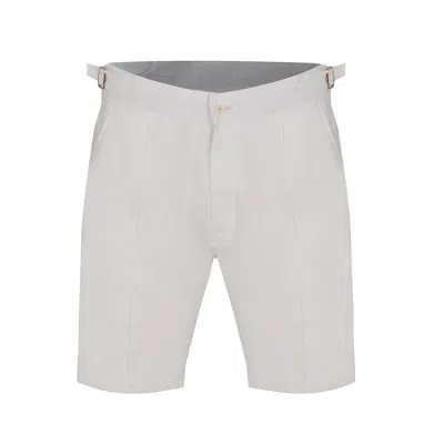 David Wej Men's Hugo Linen Short With Side Adjuster - White