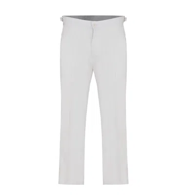David Wej Men's Hugo Linen Trouser With Side Adjuster - White