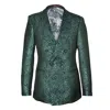 David Wej Men's Kensington Double Breasted Shawl Lapel Jacquard Blazer -  Green In Green