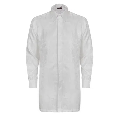 David Wej Men's Kensington Floral Jacquard Tunic Shirt - White