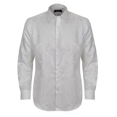 David Wej Men's Kensington Paisley Jacquard Shirt - White