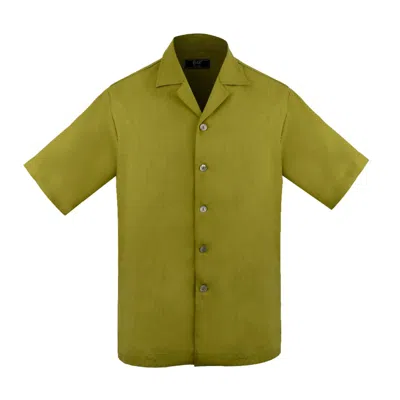 David Wej Men's Kingston Linen Blend Shirt - Olive Green