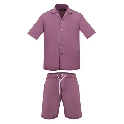 David Wej Men's Kingston Linen Blend Shirt And Short Set - Rouge Pink