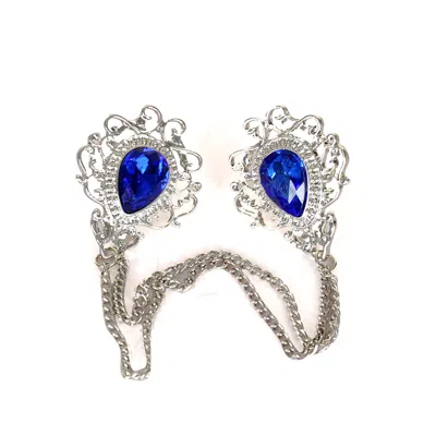David Wej Men's Knighthood Men's Blue Shimmer Stone With Silver Chain