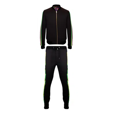 David Wej Men's Lagos Multi Stripe Track Suit - Black