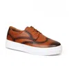 David Wej Men's Leather Brogue Sneakers – Brown In Brown