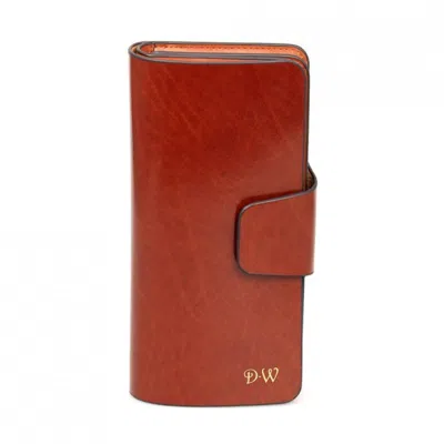 David Wej Men's Long Bifold Wallet With Buckle – Brown In Red