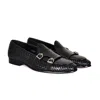 David Wej Men's Lorenzo Woven Monk Strap Loafers - Black In Black