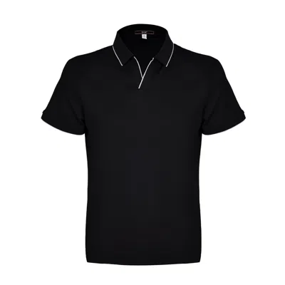 David Wej Men's Marco V-neck Polo Shirt - Black
