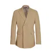 David Wej Men's Neutrals Ashford Relaxed Double-breasted Blazer – Biege