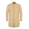 David Wej Men's Neutrals Hugo Linen Mandarin Collar Tunic Shirt - Beige In Multi