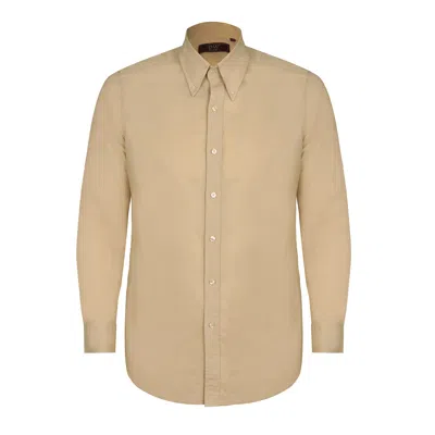 David Wej Men's Neutrals Hugo Linen Pin Down Shirt - Beige In Sand