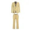David Wej Men's Neutrals Hugo Linen Single Breasted Suit - Sand