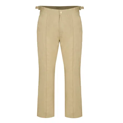David Wej Men's Neutrals Hugo Linen Trouser With Side Adjuster - Beige