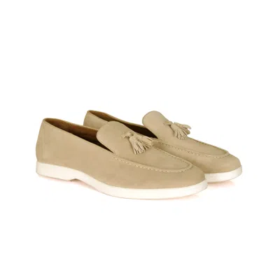 David Wej Men's Neutrals Lorenzo Suede Tassel Loafers - Beige