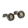 David Wej Men's Neutrals / Silver Round Metal Cufflinks – Platinum In Silver