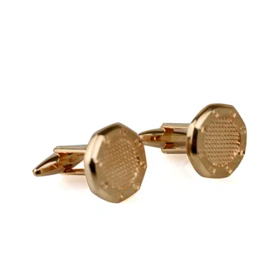 David Wej Men's Octagon Patterned Metal Cufflinks - Rose Gold In Brown
