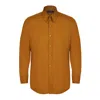 David Wej Men's Orange Hugo Linen Pin Down Shirt - Mustard In Orange