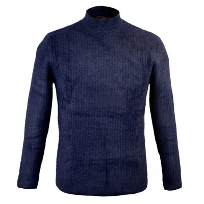 David Wej Men's Oscar High Neck Jumper - Blue