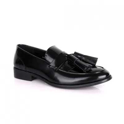 David Wej Men's Patent Leather Loafers With Tassels – Black