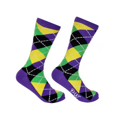 David Wej Men's Patterned Socks - Purple  Yellow