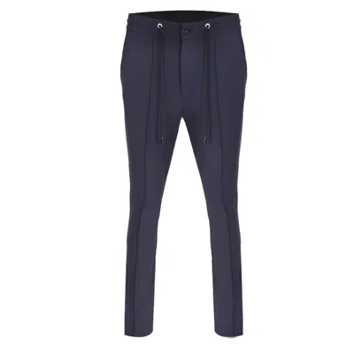 David Wej Men's Plain Smart Drawstring Trousers - Navy Blue
