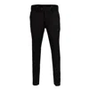 David Wej Men's Plain Smart Trousers With Belt Loops – Black In Black