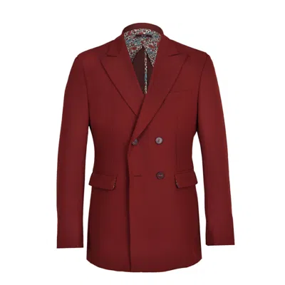 David Wej Men's Red Ashford Relaxed Double-breasted Blazer – Burgundy