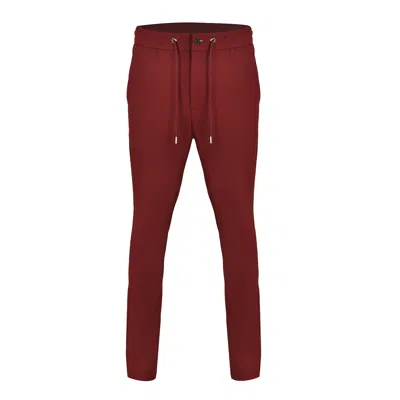 David Wej Men's Red Ashford Relaxed Drawstring Trouser - Burgundy