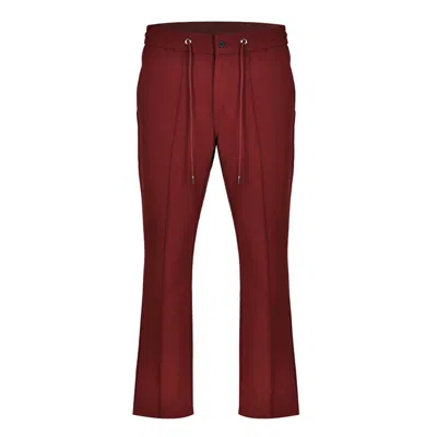David Wej Men's Red Ashford Relaxed Loose Fit Drawstring Trouser - Burgundy