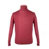David Wej Men's Red Harry Wool Roll Neck Jumper - Wine In Red