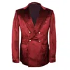 David Wej Men's Red Maison Velvet Double Breasted Peak Lapel 2 Piece Suit – Burgundy In Red