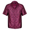 David Wej Men's Red Washington Cuban Collar Paisley Shirt - Wine In Red