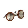 David Wej Men's Rose Gold / Silver Circle Wheel Cufflinks - Silver In Multi
