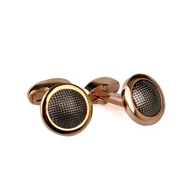 David Wej Men's Round Patterned Cufflinks – Rose Gold