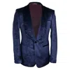 David Wej Men's Semi Plain Velvet Shawl Lapel Blazer – Royal Blue In Blue