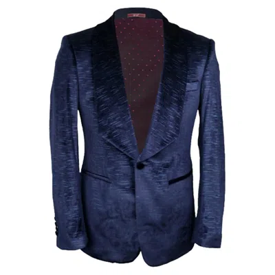 David Wej Men's Semi Plain Velvet Shawl Lapel Blazer – Royal Blue