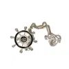 David Wej Men's Silver Lapel Pin Rudder Anchor Brooch In Silver