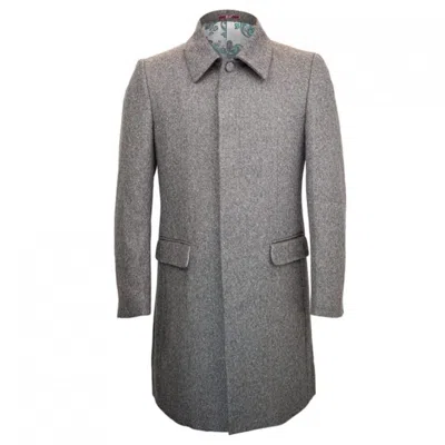 David Wej Men's Single Breasted Overcoat - Neutrals In Gray