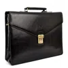 David Wej Men's Smooth Leather Briefcase – Black In Black