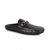 David Wej Men's Soft Leather Slip On Loafers With Buckle – Black In Black