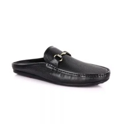 David Wej Men's Soft Leather Slip On Loafers With Buckle – Black