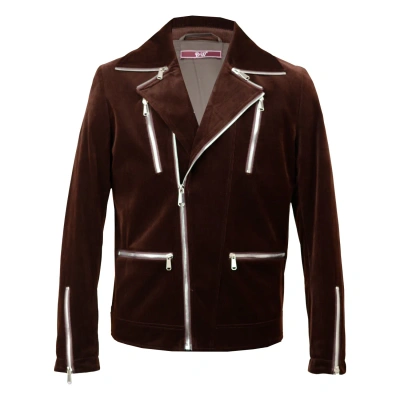 David Wej Men's Washington Corduroy Biker Jacket - Brown