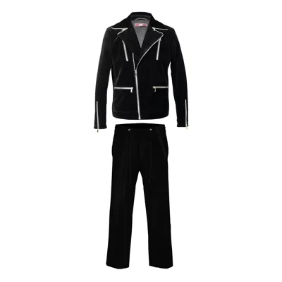 David Wej Men's Washington Corduroy Biker Set  - Black