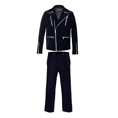 David Wej Men's Washington Corduroy Biker Set - Blue